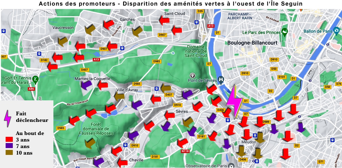 Disparition des aménites vertes de l'Ouest parisien